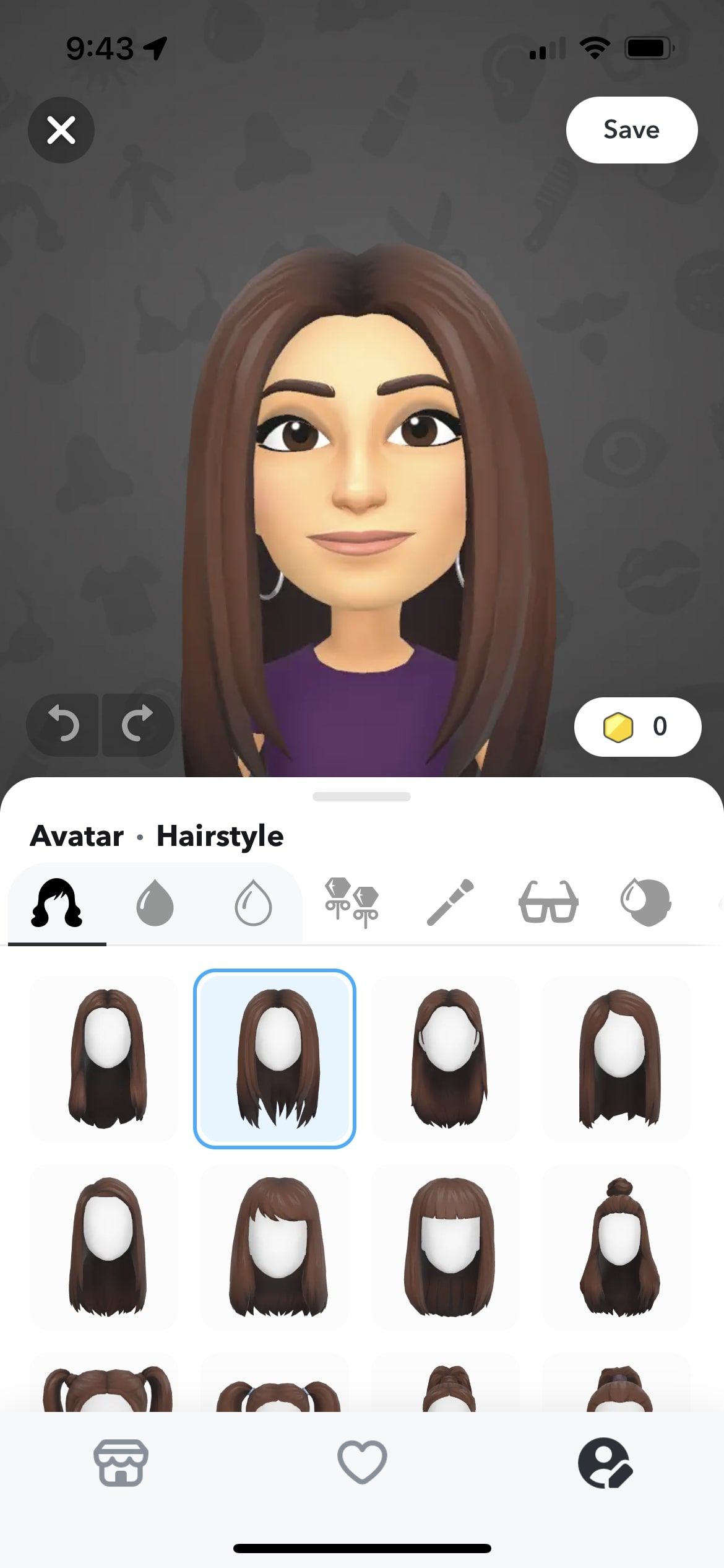 Editing a Bitmoji in Snapchat