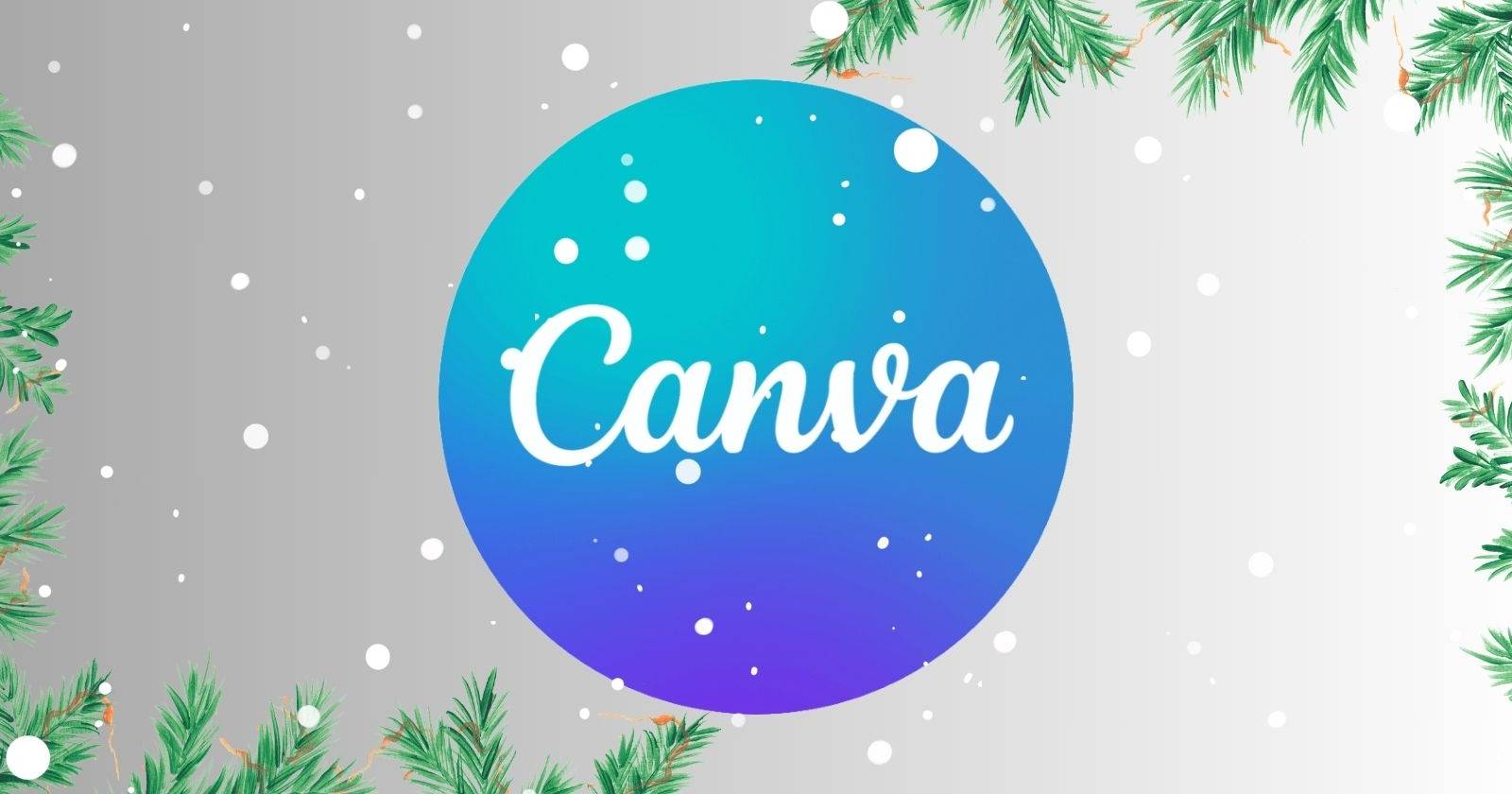Логотип Canva со снежинками и гирляндой