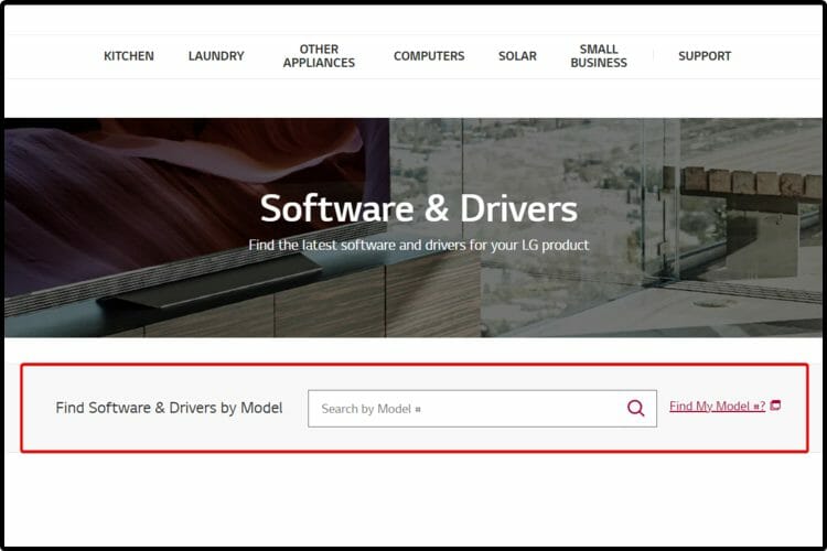 Поиск драйвера монитора LG на сайте производителя
