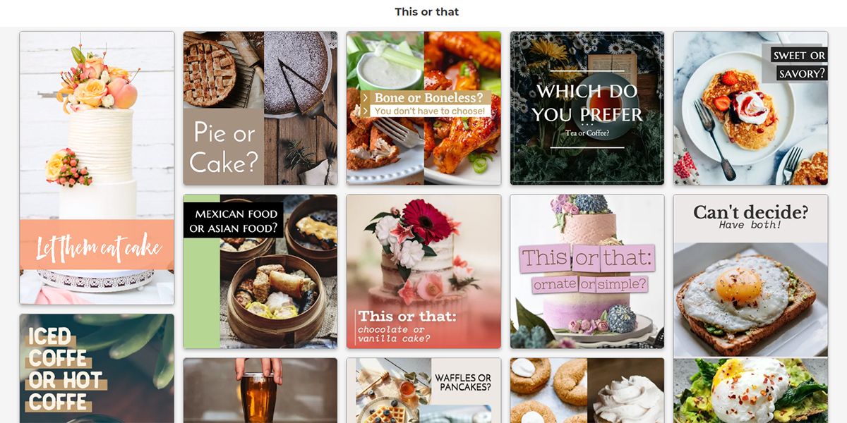 Развёрнутый список шаблонов раздела This or that в Ripl