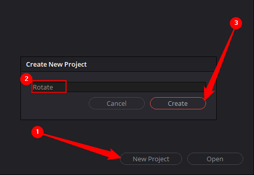 Создание нового проекта в DaVinci Resolve