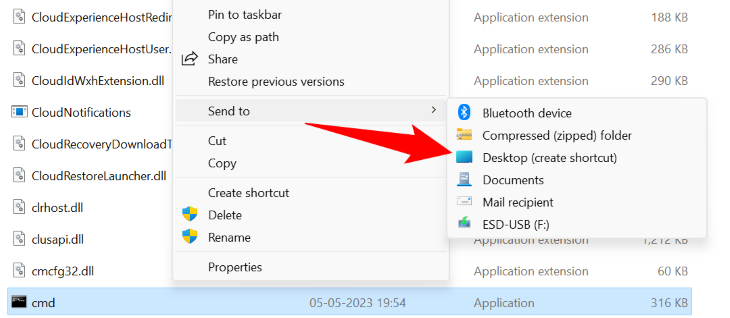 Контекстное меню с пунктом 'Показать дополнительные параметры' и 'Отправить на рабочий стол'.