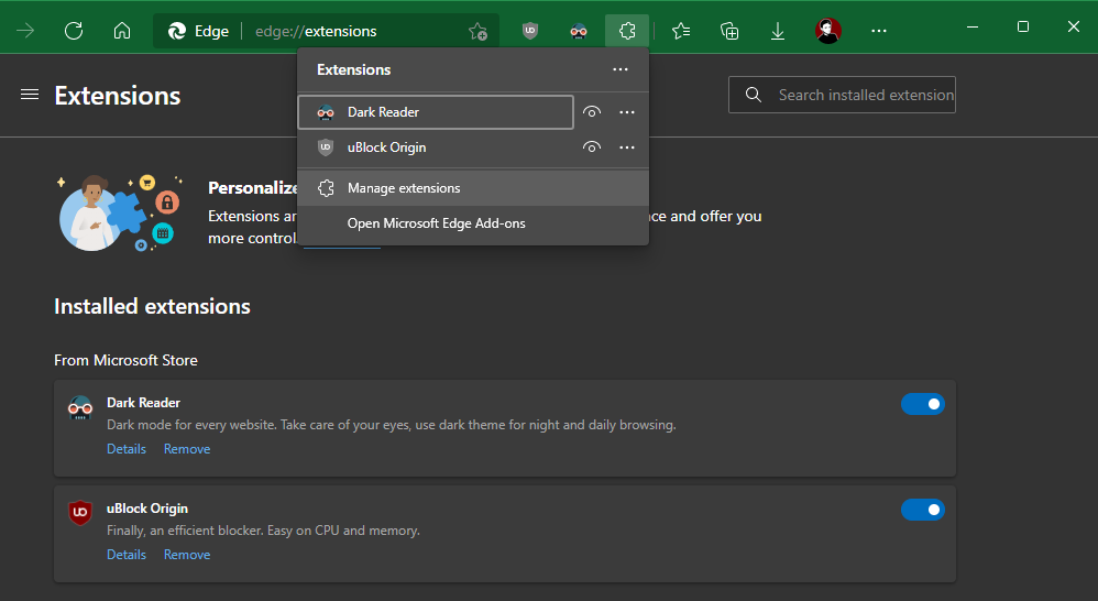 Edge Manage Extensions