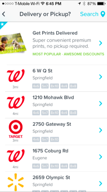 Заказ печати через приложение магазина на смартфоне