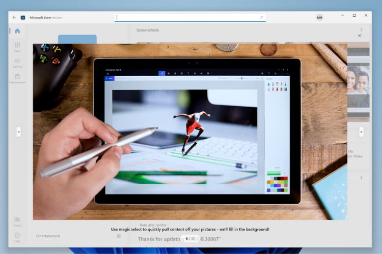 Интерфейс Microsoft Paint 3D с 3D моделью и панелью инструментов