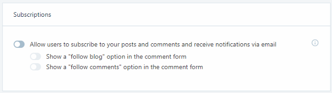 Панель Настройки обсуждений в Jetpack