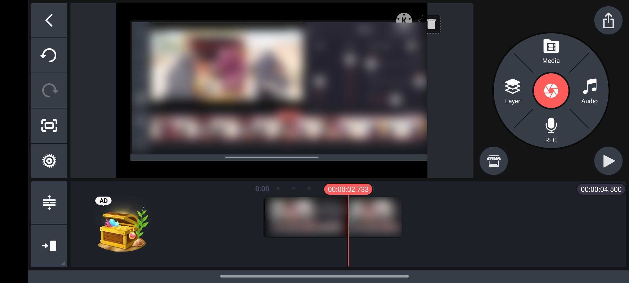 Колесо выбора аудио в KineMaster