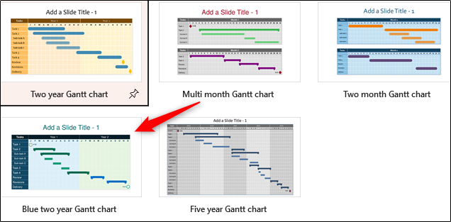Синий шаблон диаграммы Ганта на два года