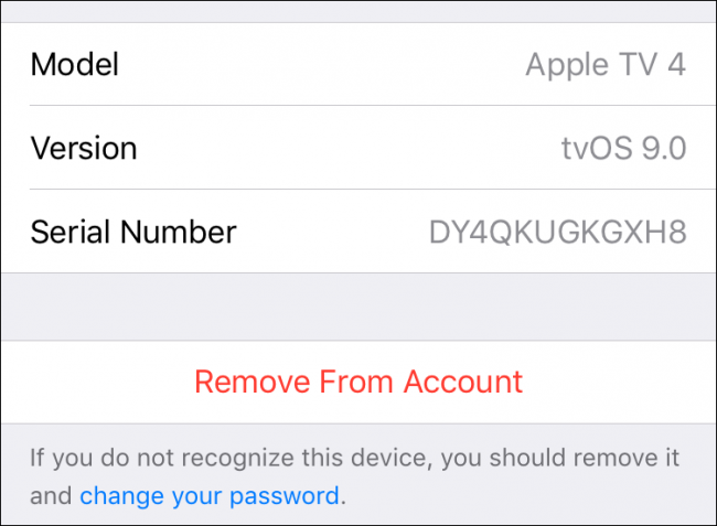 Детали выбранного устройства в iCloud