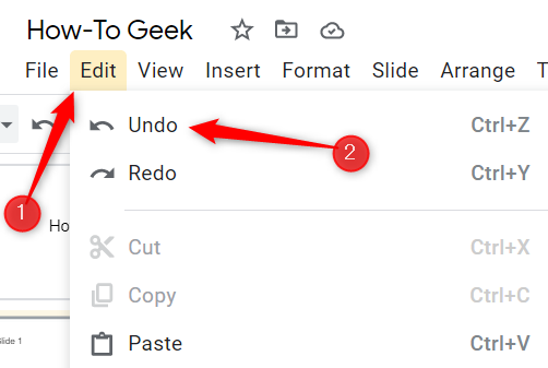 Выберите Правка → Отменить, чтобы вернуть удалённое действие.