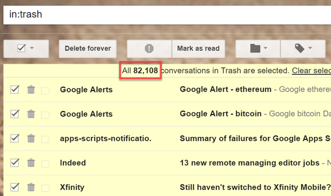 Clear Gmail Trash