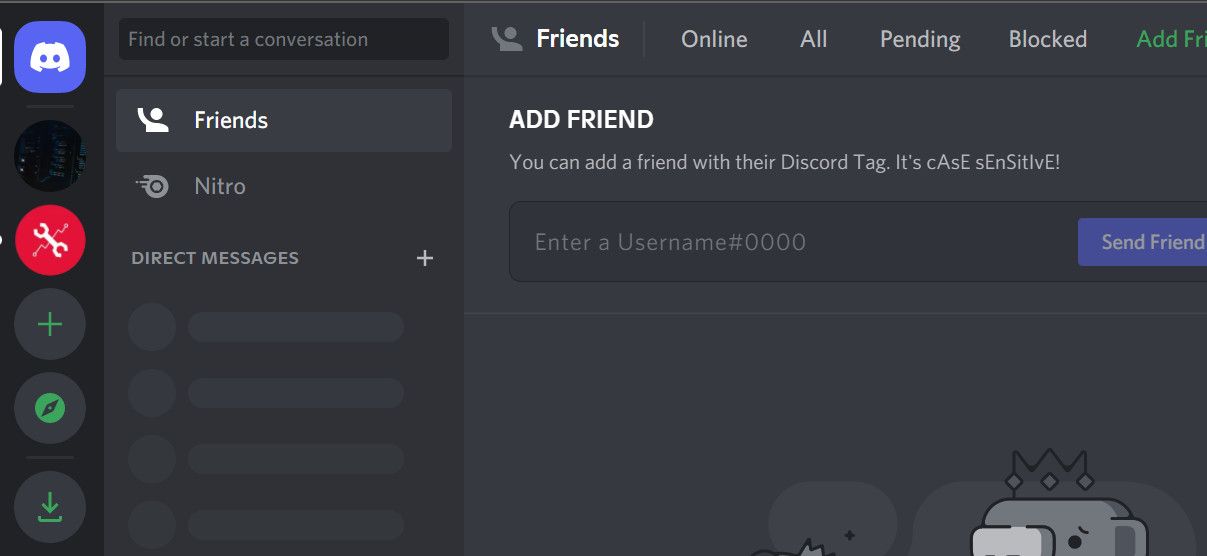 Панель Discord — создание сервера