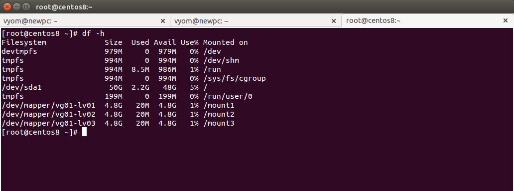 Вывод df -h с примонтированными томами