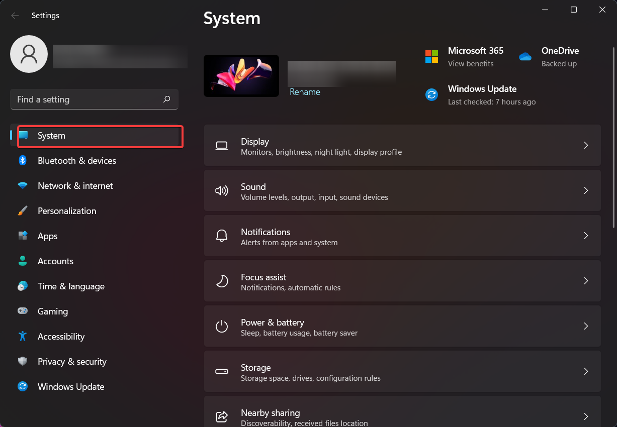 Параметры — Система