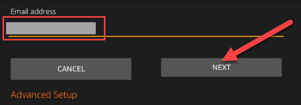 Введите адрес Gmail и нажмите 