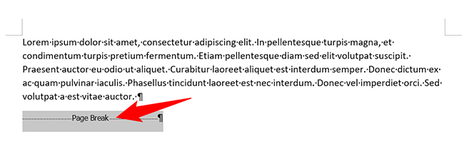 Выделите «Разрыв страницы» и нажмите Delete