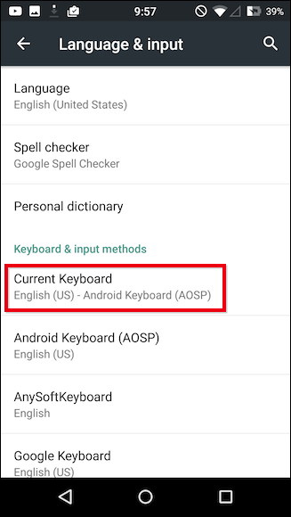 Выбор текущей клавиатуры на Android
