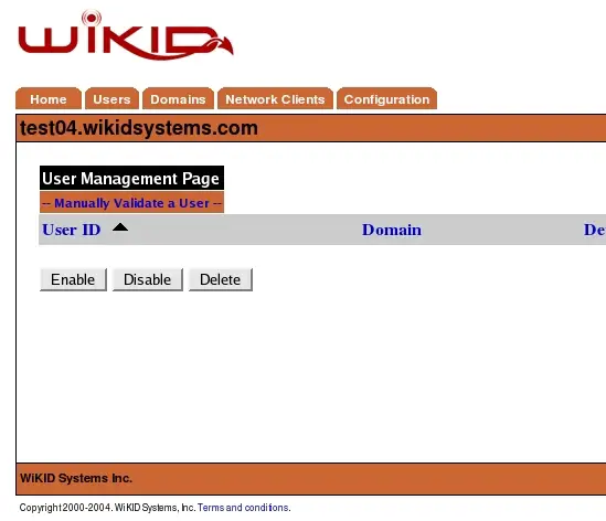 Gestione utenti WiKID: convalida manuale e test OTP