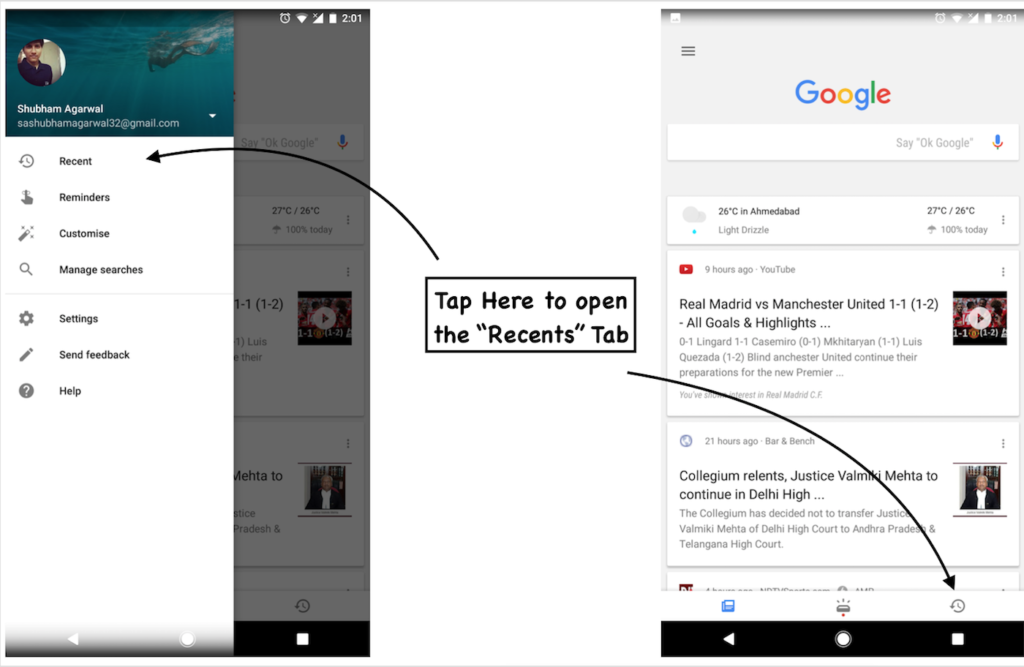 Anteprima di una scheda Recents con icona che indica più visualizzazioni in uno stack