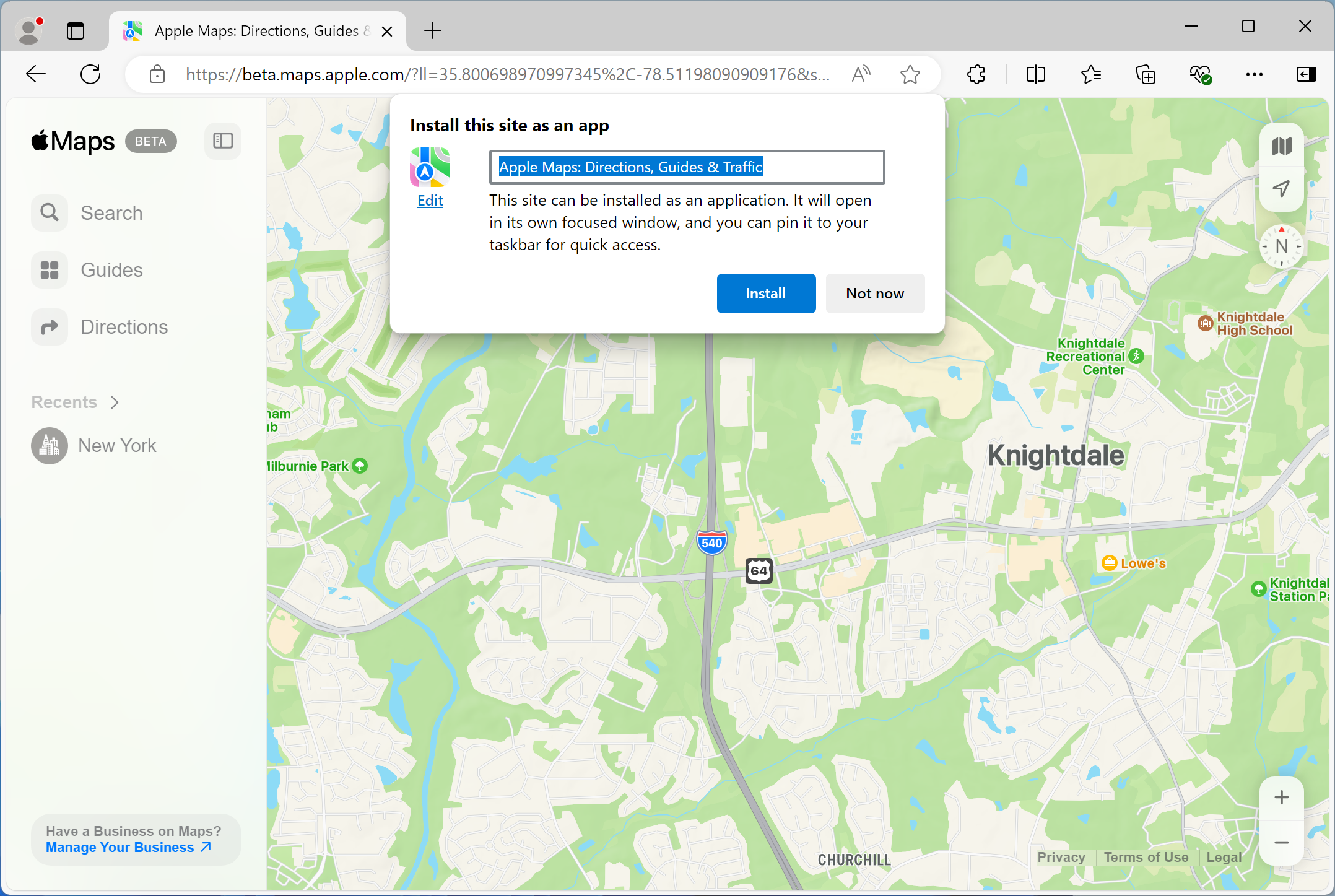 Подтверждение установки Apple Maps в Windows