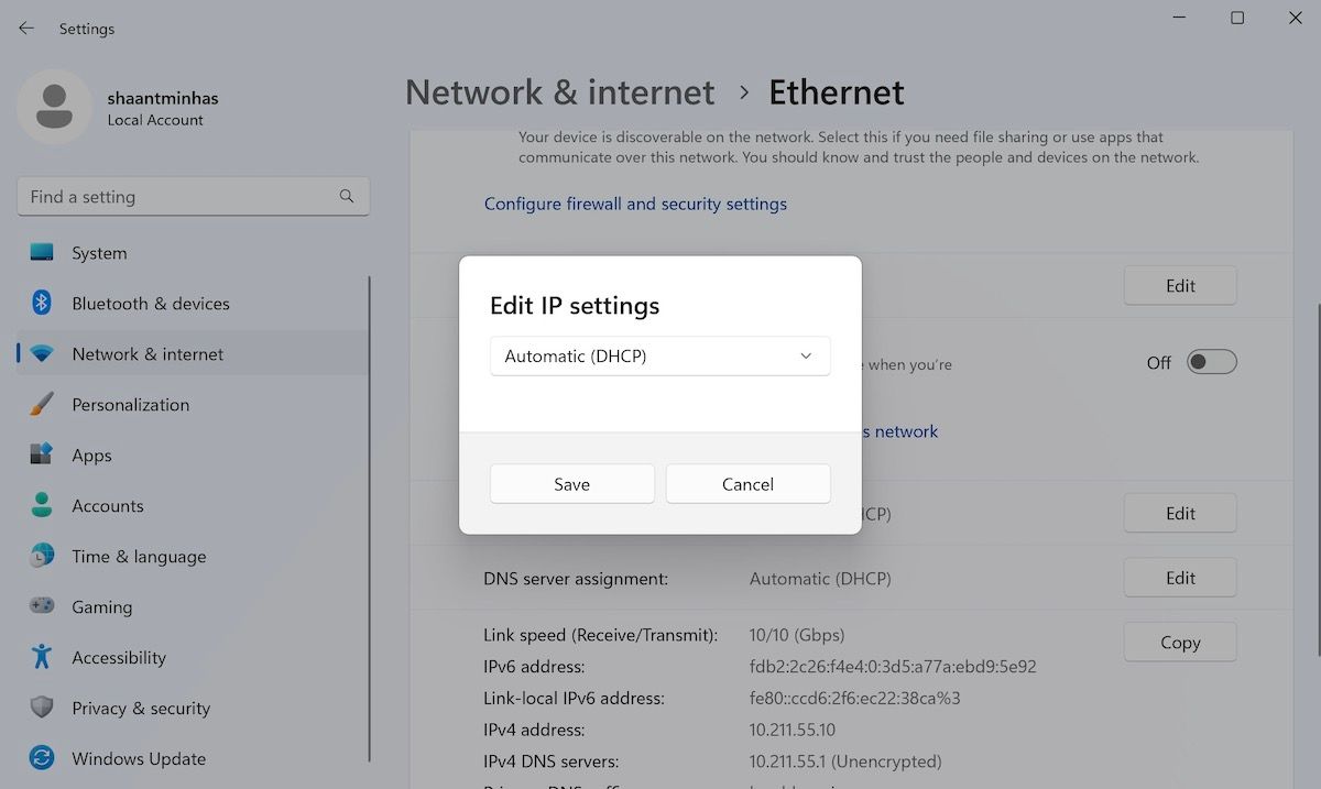 Параметры IP в Windows