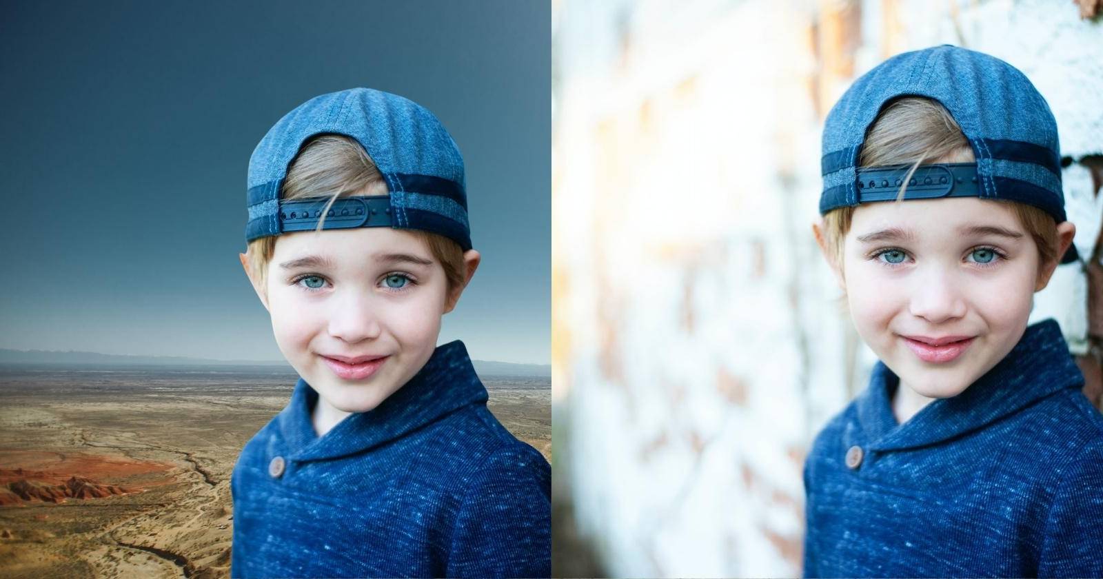 Два изображения в Canva с разными фонами