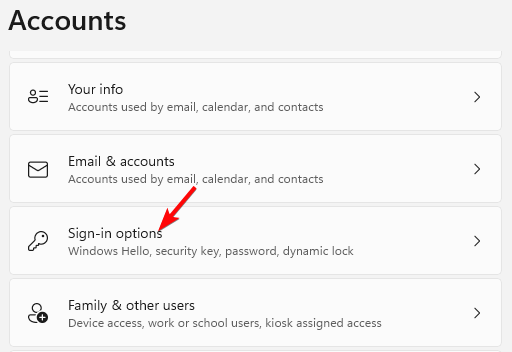 Параметры входа в настройках Windows