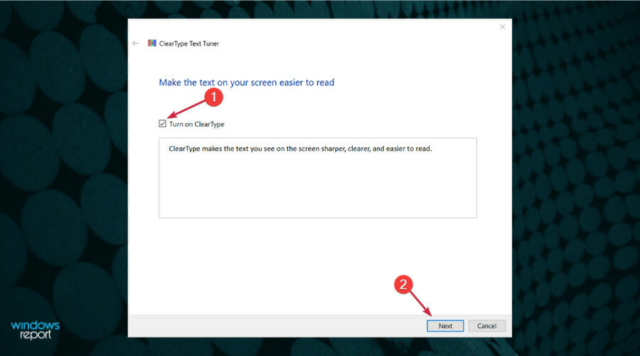 Мастер настройки ClearType с вариантами отображения текста