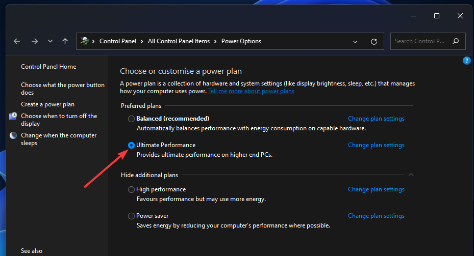 Опция Ultimate Performance