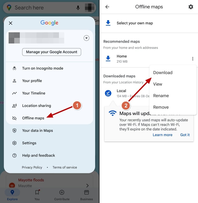 Загрузка офлайн карт Google Maps