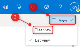 Меню View с опцией Tiles view для отображения файлов в виде миниатюр