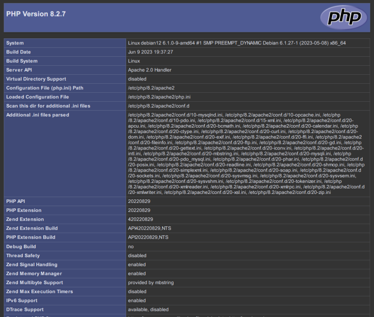 Вывод phpinfo