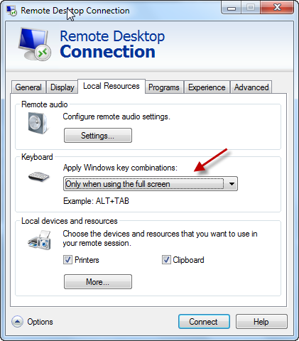 Параметры локальных ресурсов и клавиатуры