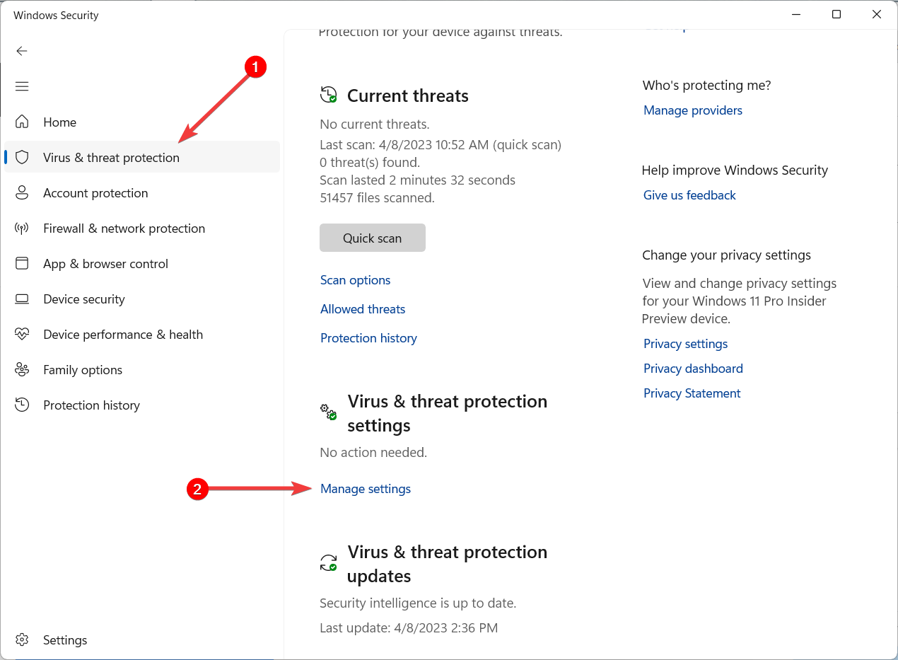 Параметры защиты от вирусов