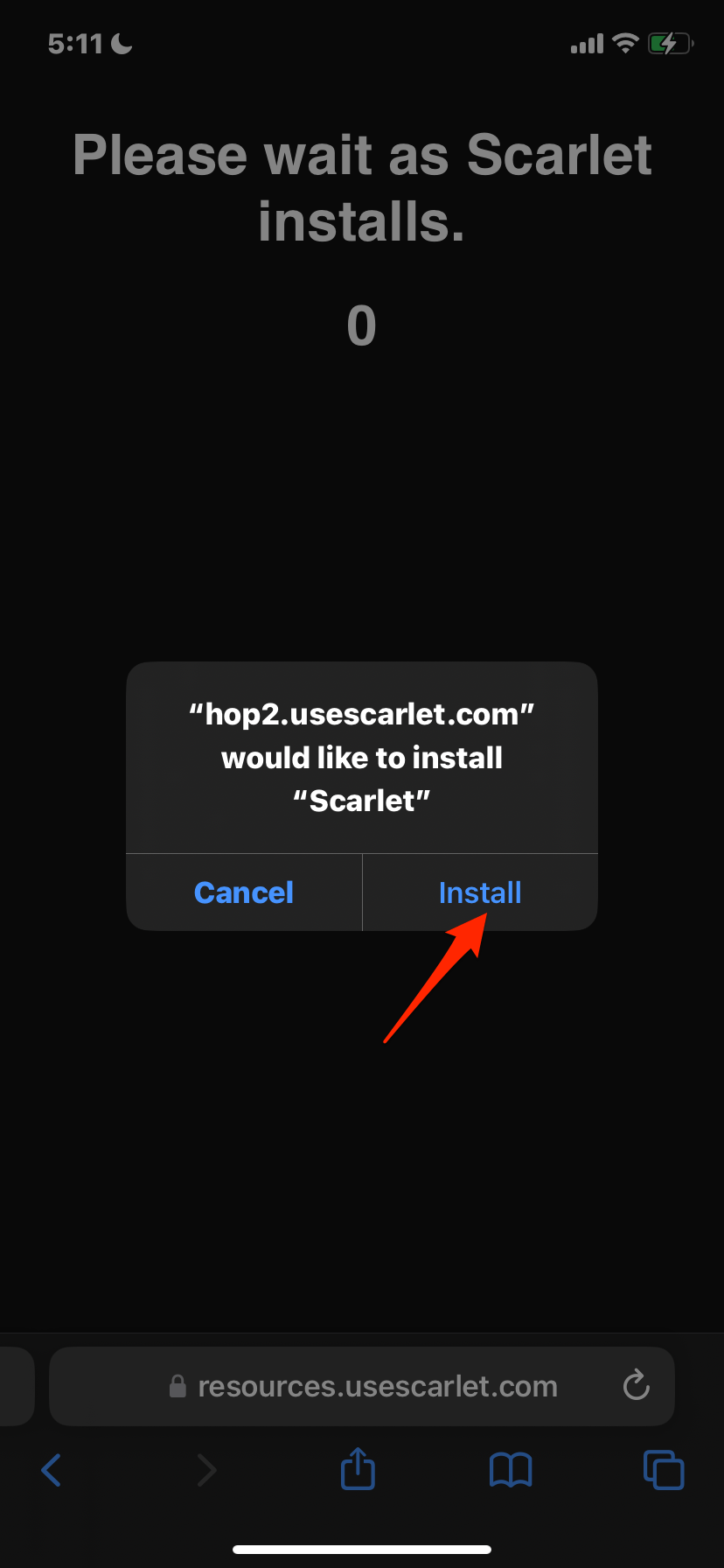 Иконка установки Scarlet на рабочем столе iPhone