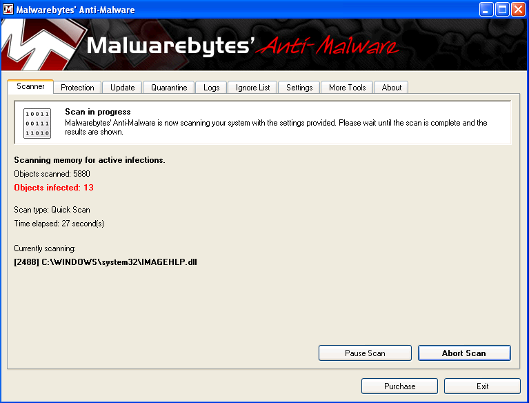 Игнорируйте ложные предупреждения и продолжайте полное сканирование Malwarebytes