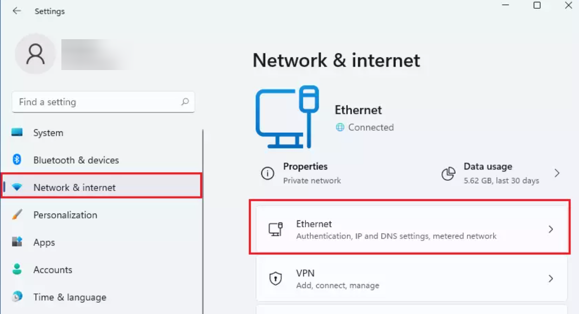 Настройки сети в Windows 11