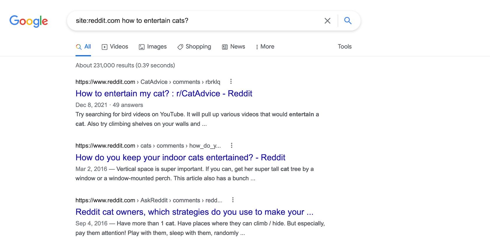 Скрин Google с запросом site:reddit.com