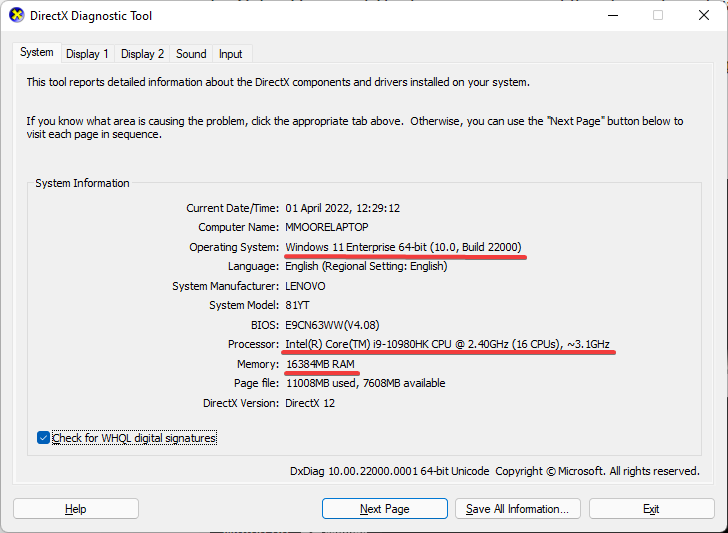 Check PC requirements.