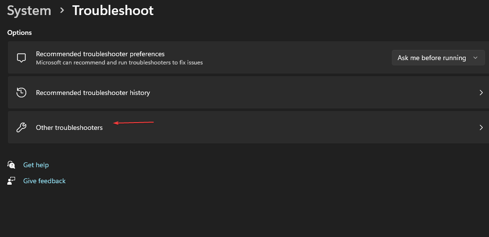 Список других средств устранения неполадок в Windows 11