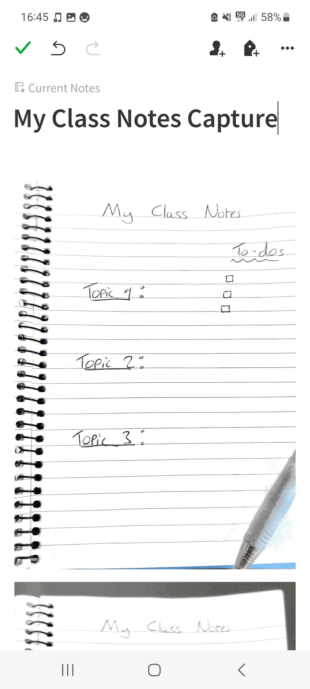 Скан рукописи, загруженный в Evernote