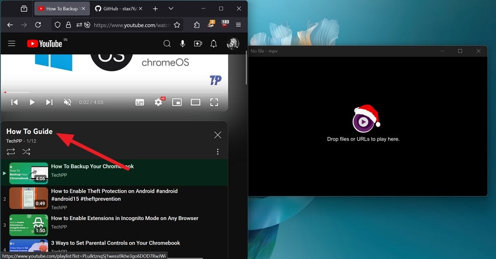 youtube playlist on mpv player