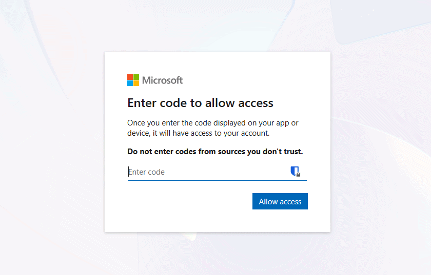 Введите код на microsoft.com/link в браузере