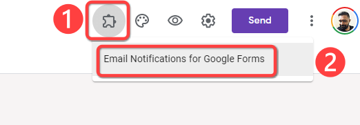 Откройте список дополнений и выберите Email Notifications for Forms