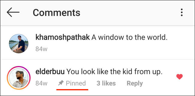Закреплённый комментарий в Instagram на Android
