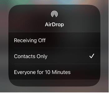 Opzioni di Ricezione AirDrop