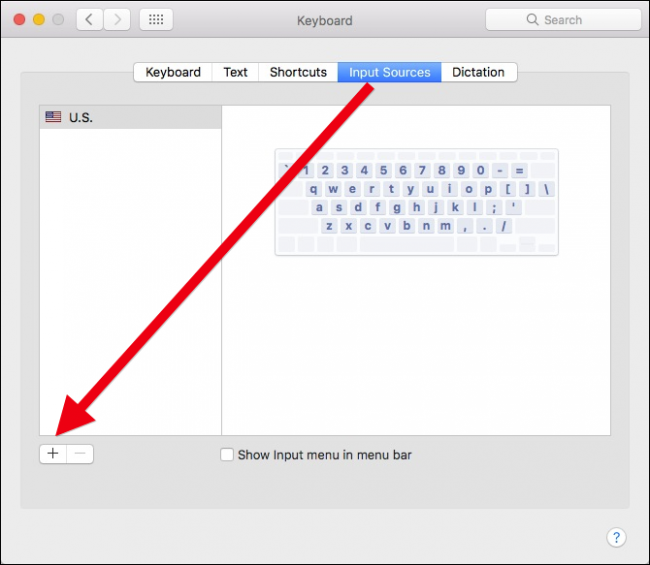 Добавление источника ввода в macOS