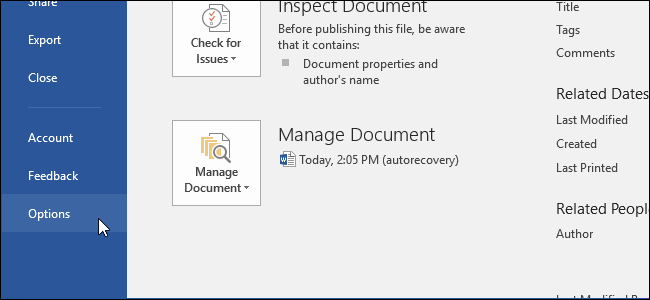 Скриншот окна параметров Office с разделом 