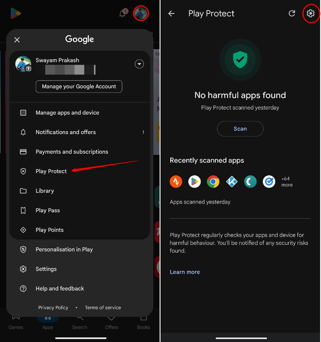 access Play protect settings