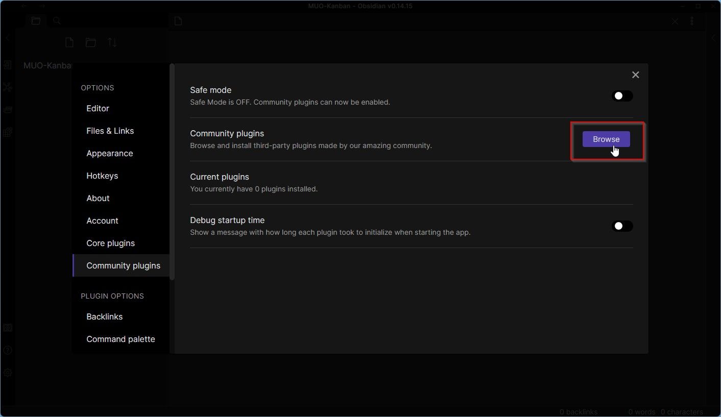 Кнопка Browse для Community plugins